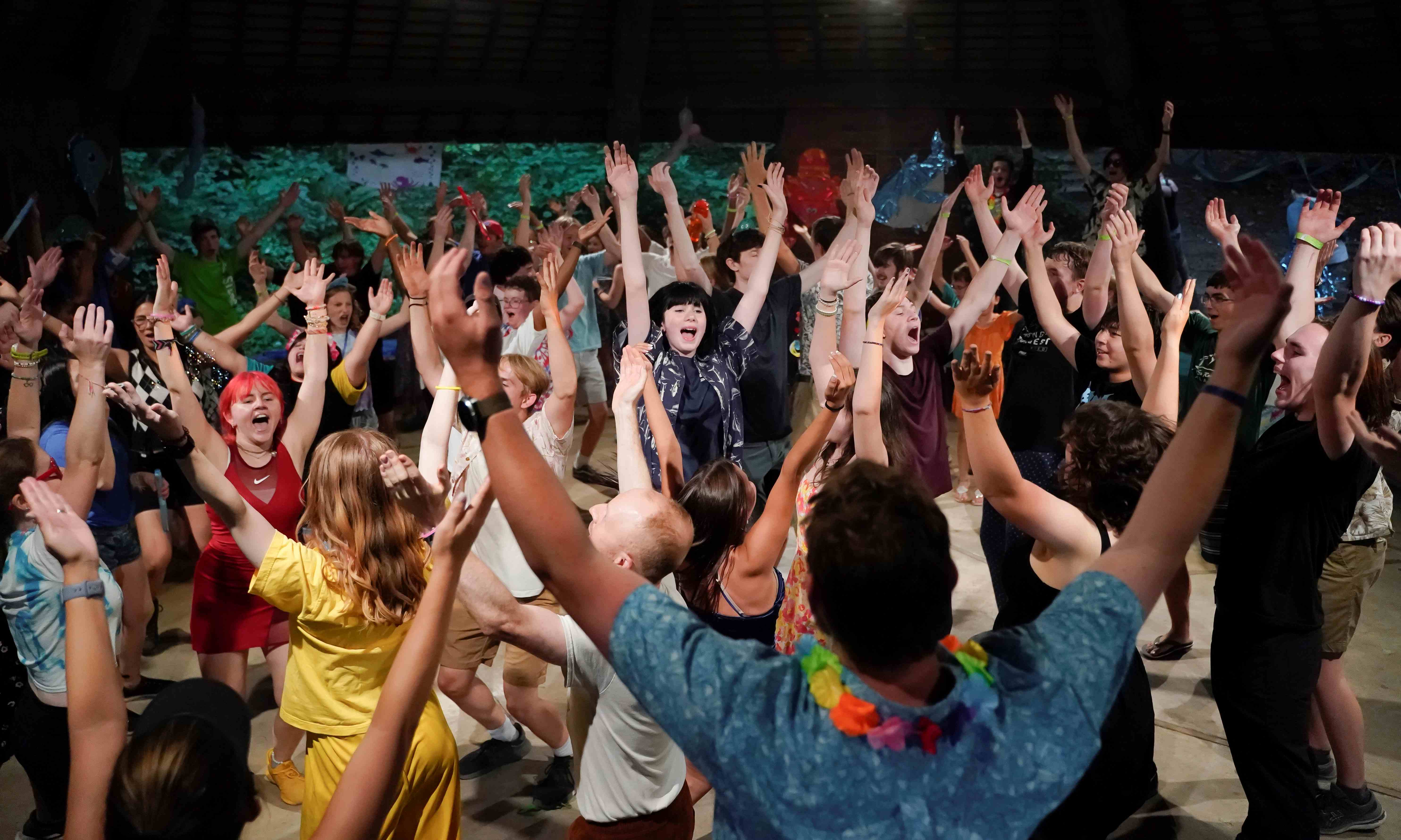 Campers dancing