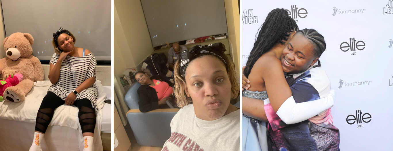Jordan Leftwich's family visits her in the hospital. 