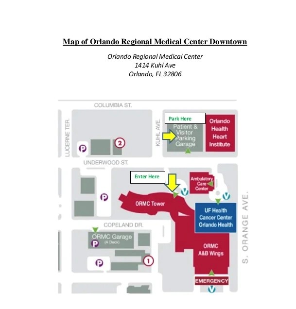 Map of Orlando Health Medical Center Downtown