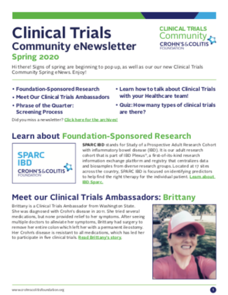 Clinical Trials Community eNewsletter - Spring 2020