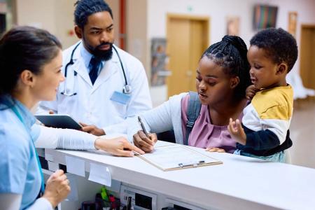 Diverse family in hospital 