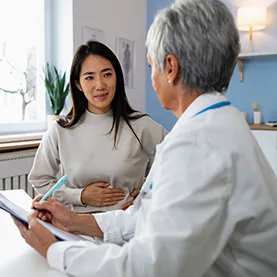 Person speaking with doctor