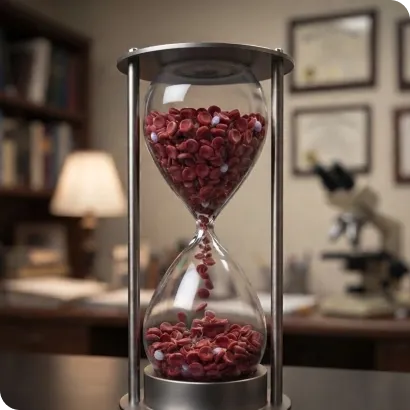Hourglass, but with the sand replaced by red pellets
