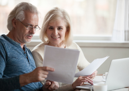 Couple looking at documents