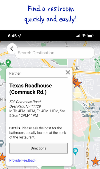 App preview - find restrooms via map search