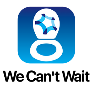 We Can't Wait - app icon, blue with toilet logo