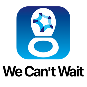 We Can't Wait - app icon, blue with toilet logo