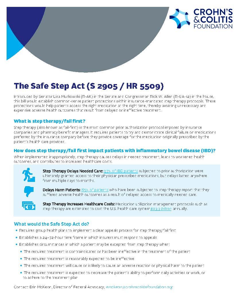 Federal Safe Step Act - Common Sense Step Therapy Reform | Crohn's ...